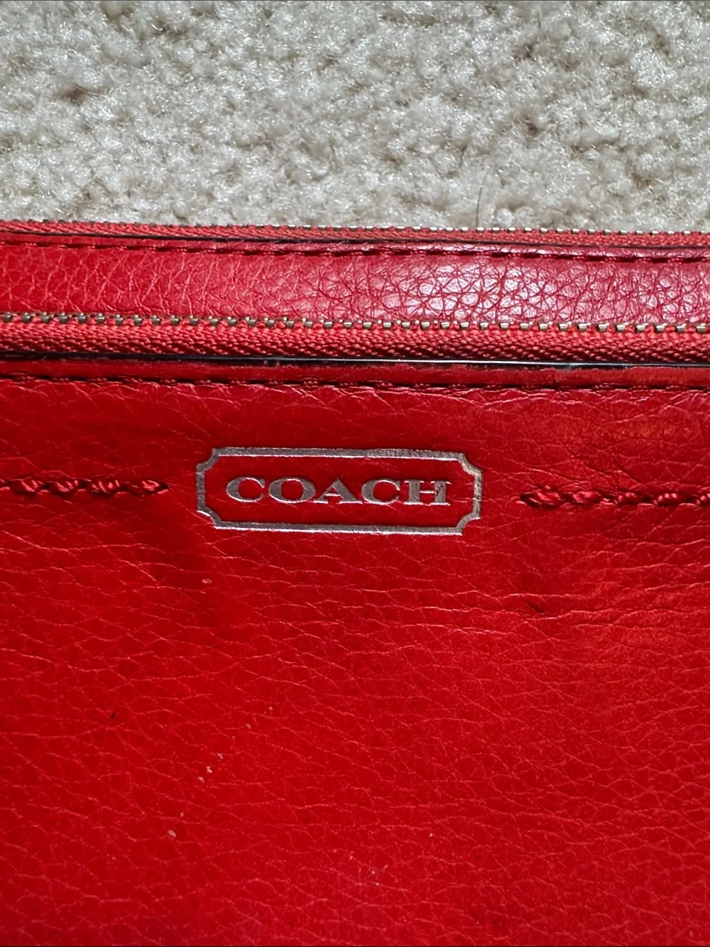 Coach Red Leather Zip-Around Wallet/ wristlet